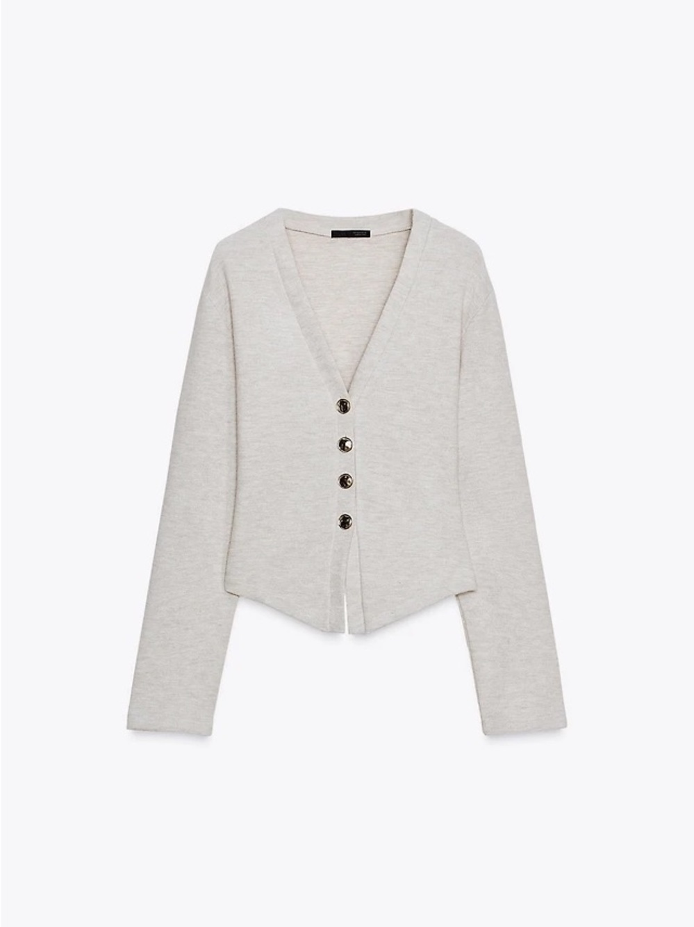 Zara Light Gray V-Neck Buttoned Cardigan